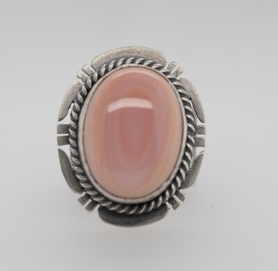 SILVER PINK CONCH RING - NAVAJO - J. PIASO JR. - SIZE 8