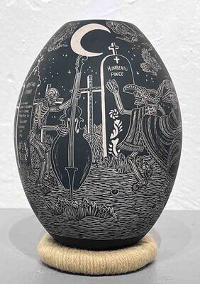 MATA ORTIZ DAY OF THE DEAD -&quot;NIGHT TIME&quot;-GABRILLA PERZ DE MARTINEZ &amp; H. JAVIER MARTINEZ MENDEZ-7&quot; x 4&quot;