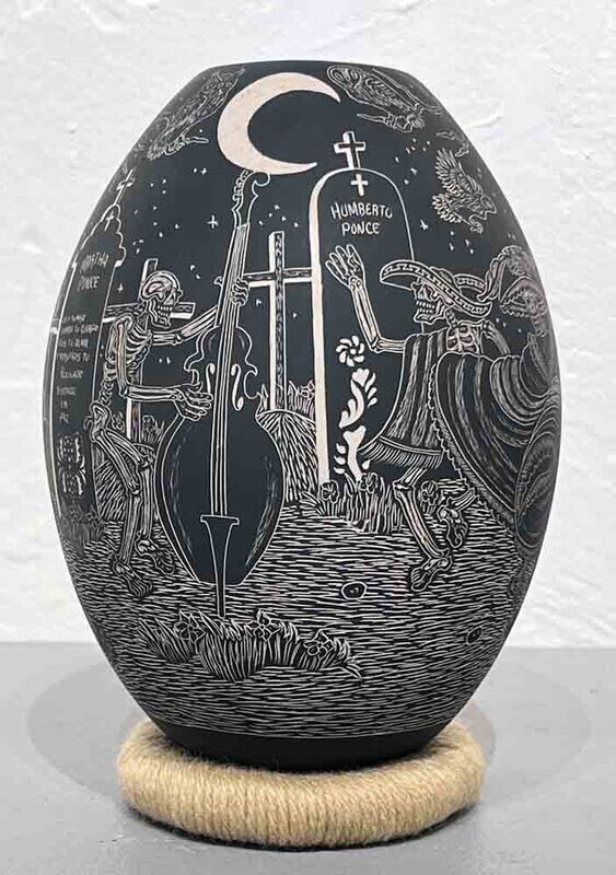 MATA ORTIZ DAY OF THE DEAD -&quot;NIGHT TIME&quot;-GABRILLA PERZ DE MARTINEZ &amp; H. JAVIER MARTINEZ MENDEZ-7&quot; x 4&quot;