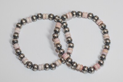 SILVER PINK CONCH &amp; NAVAJO PEARLS BRACELET - NAVJAO - JAN MARIANO