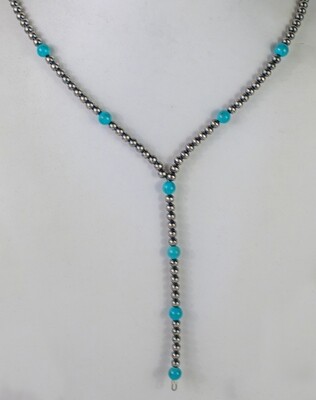 SILVER TURQUOISE &amp; NAVAJO PEARLS NECKLACE - NAVAJO - MASON LEE