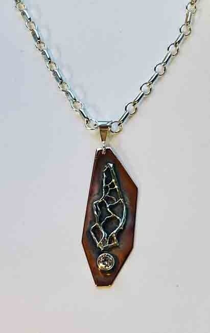 MIX METALS CACTUS CZ ABSTRACT PENDANT