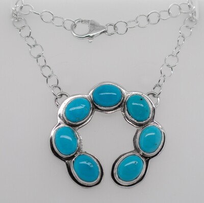 SILVER TURQUOISE NAJA NECKLACE - NAVAJO - RB SILVER TURQUOISE NAJA NECKLACE - NAVAJO - RB