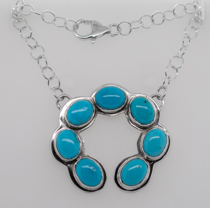 SILVER TURQUOISE NAJA NECKLACE - NAVAJO - RB SILVER TURQUOISE NAJA NECKLACE - NAVAJO - RB