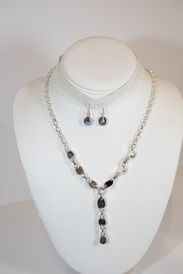 SILVER TURQUOISE NECKLACE &amp; EARRING SET - NAVAJO - SHIRLEY HENRY