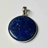 SILVER LAPIS ROUND PENDANT