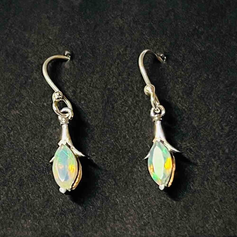 SILVER OPAL MARQUISE EARRINGS
