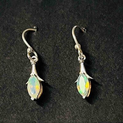 SILVER OPAL MARQUISE EARRINGS
