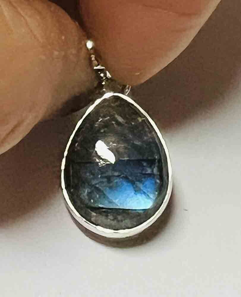 SILVER LABRADORITE 13X18MM TEARDROP PENDANT