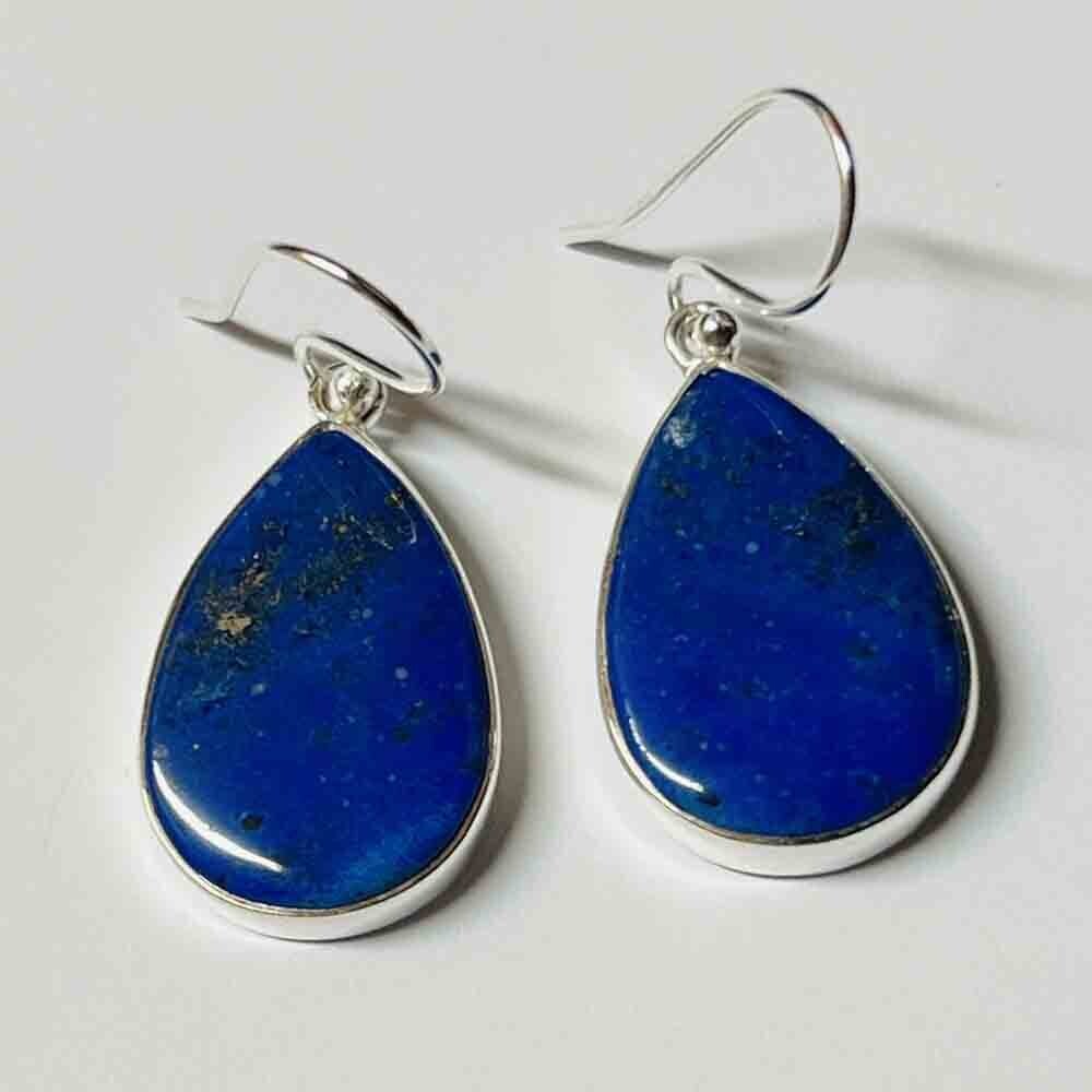 SILVER LAPIS TEARDROP EARRINGS