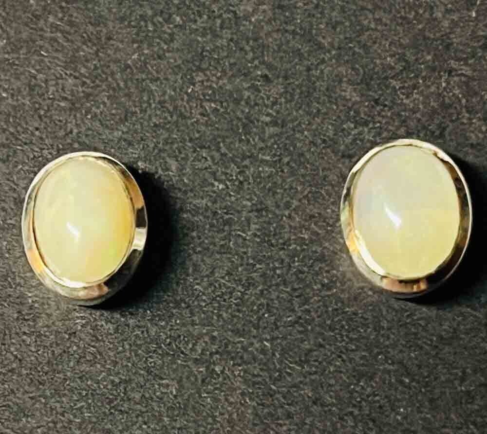 SILVER OPAL OVAL EARRINGS