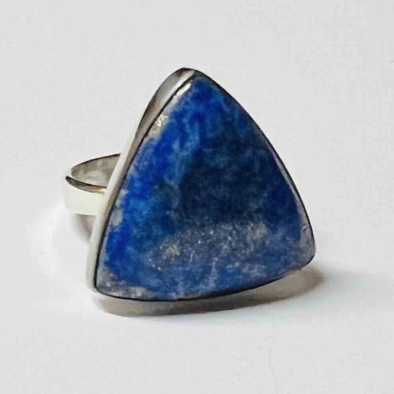 SILVER LAPIS TRIANGLE RING - ADJ