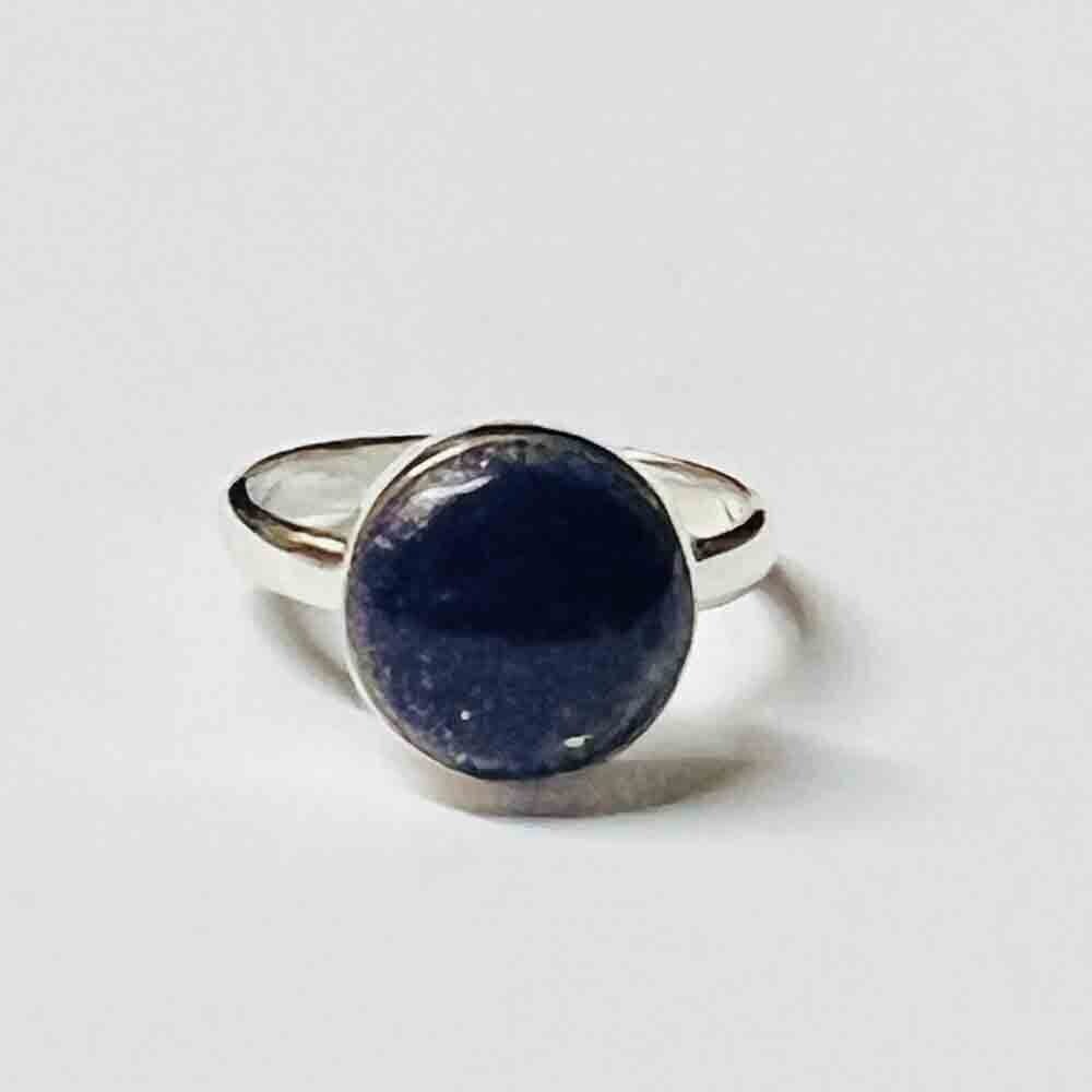 SILVER LAPIS ROUND RING