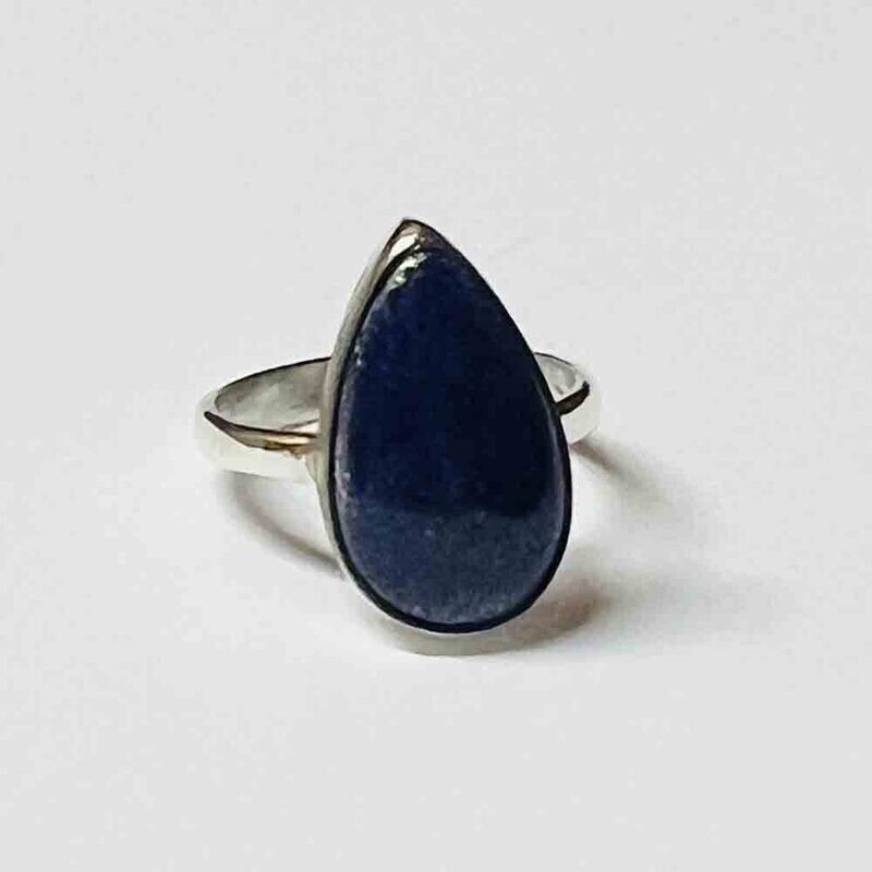 SILVER LAPIS TEARDROP RING