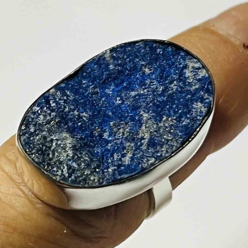 SILVER LAPIS OVAL RING