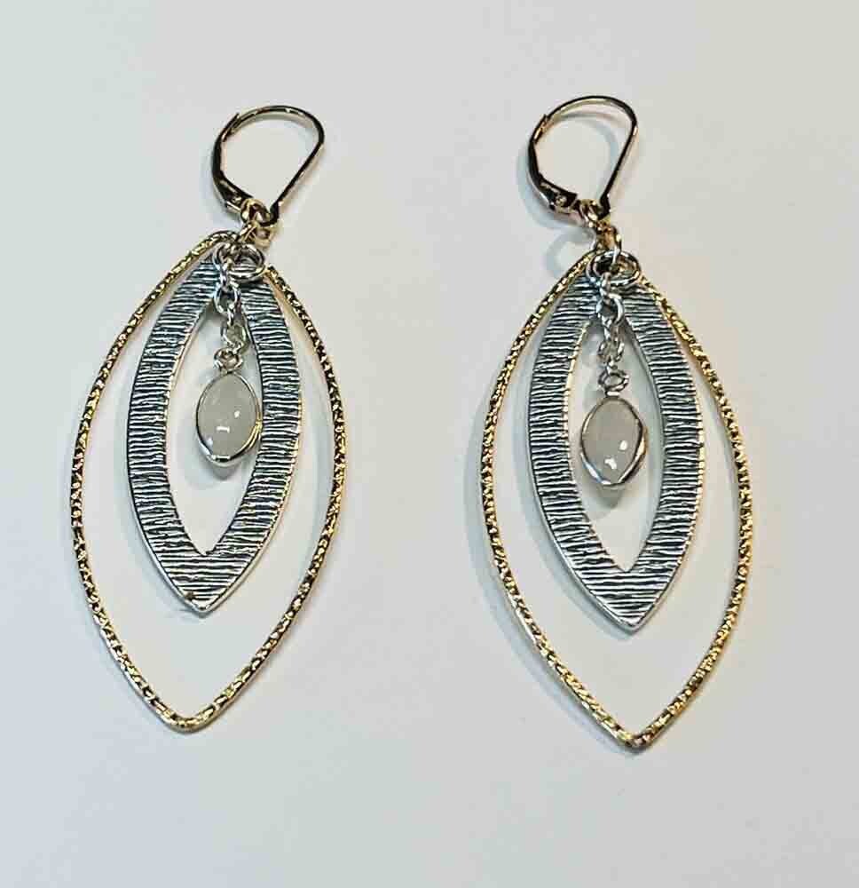 MIXED METALS &amp; MOONSTONE EARRINGS