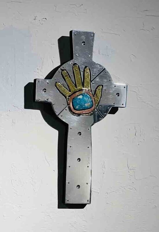 HAND OF PEACE 16&quot; x 9&quot; MIXED METALS SCULPTURE