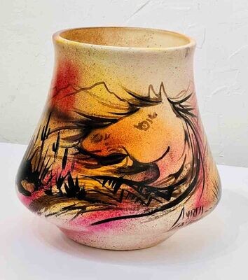 &quot;SW HORSE DREAMS&quot; Painted Pottery 8x6