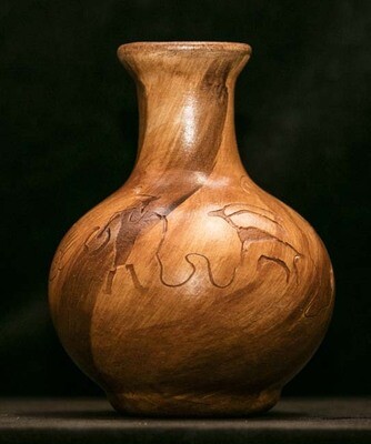 &quot;WARRIOR HUNTER&quot; Petroglyph Pottery 6X4.5