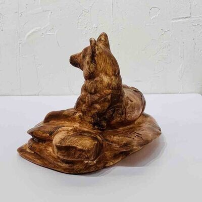 "WOLF ON ARROWHEAD" Petroglyph Pottery 6x9