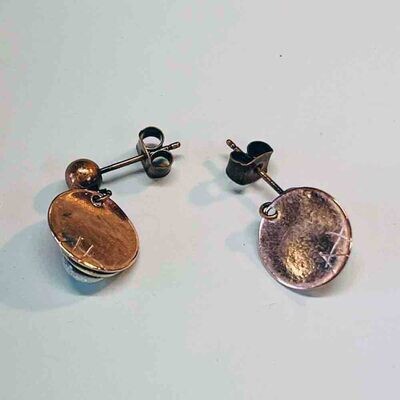 MIXED METALS ROUND TURQUOISE EARRINGS