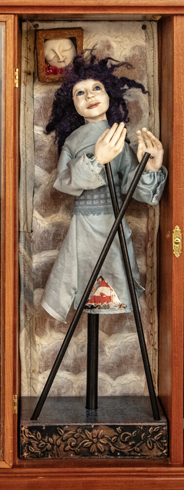 &quot;GIULIA&quot; MIXED MEDIA SCULPTURE 19.5&quot; x 6&quot; x 7&quot;