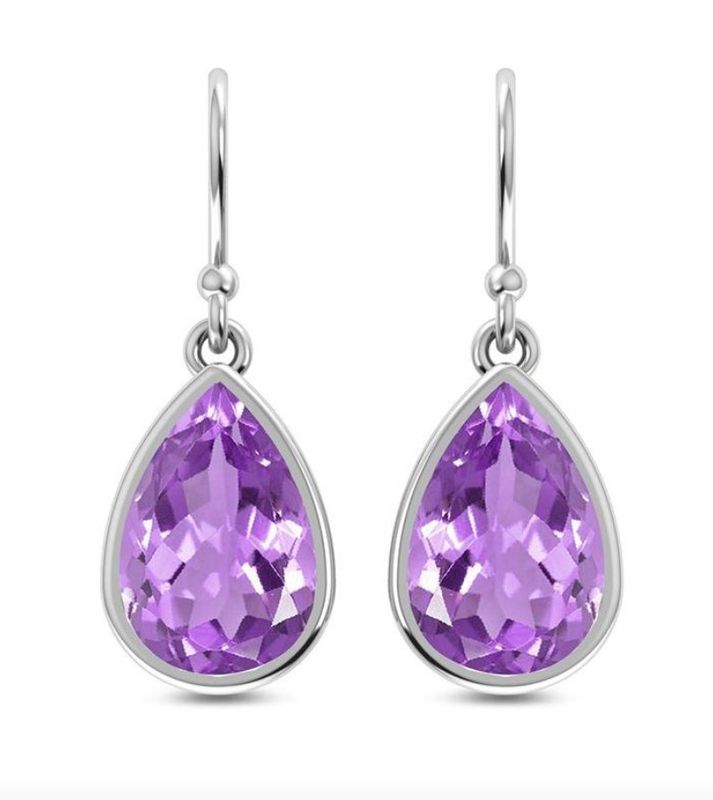 SILVER AMETHYST TEARDROP EARRINGS