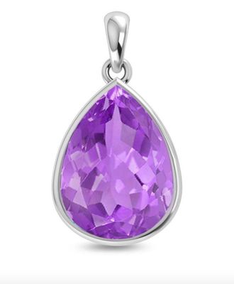SILVER 13X18 AMETHYST TEARDROP PENDANT