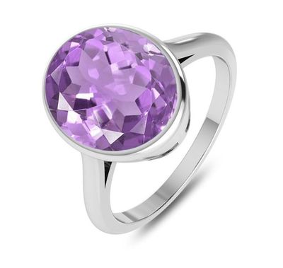 SILVER AMETHYST 9X11 OVAL RING