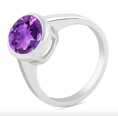 SILVER AMETHYST OVAL RING