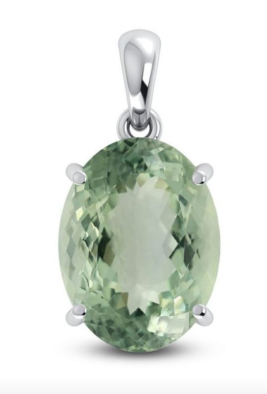 SILVER GREEN AMETHYST OVAL PENDANT