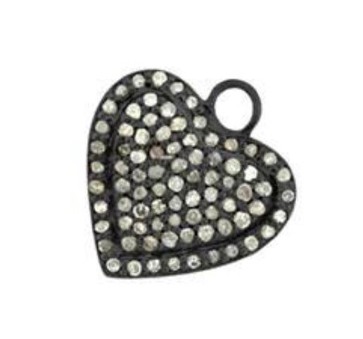 RHODIUM SILVER DIAMOND HEART PENDANT