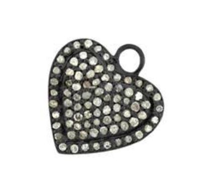 RHODIUM SILVER DIAMOND HEART PENDANT