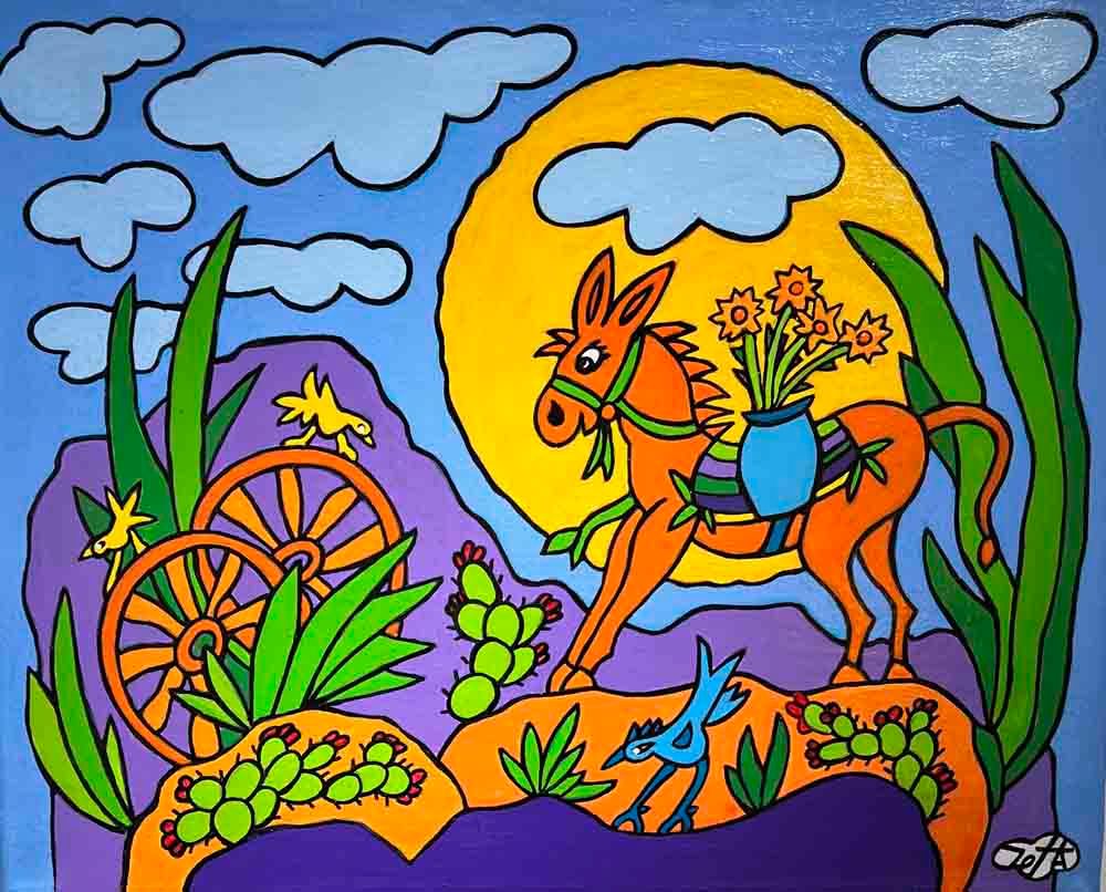 FLOWER DONKEY 16&quot; x 20&quot;