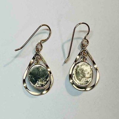 GOLD FILLED TEARDROP LARIMAR EARRINGS