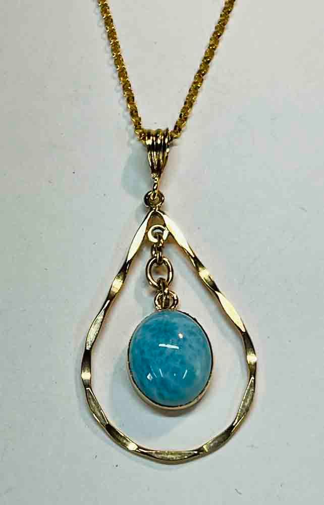 GOLD-FILLED TEARDROP LARIMAR NECKLACE