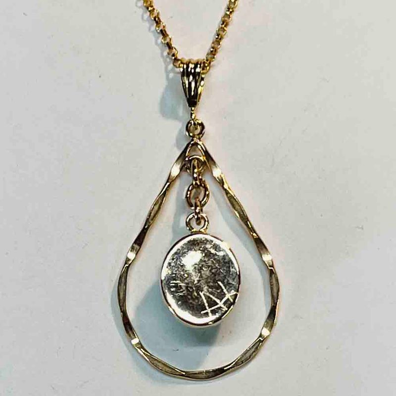 YELLOW GOLD-FILLED TEARDROP LARIMAR NECKLACE