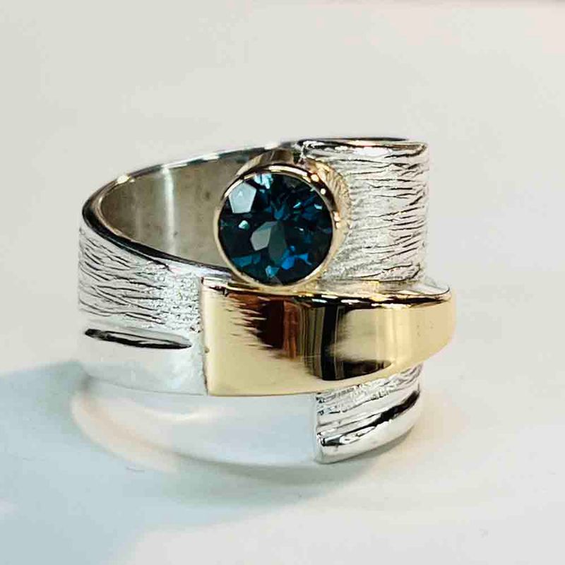 SILVER/14K TOPAZ WRAP RING SIZE-6