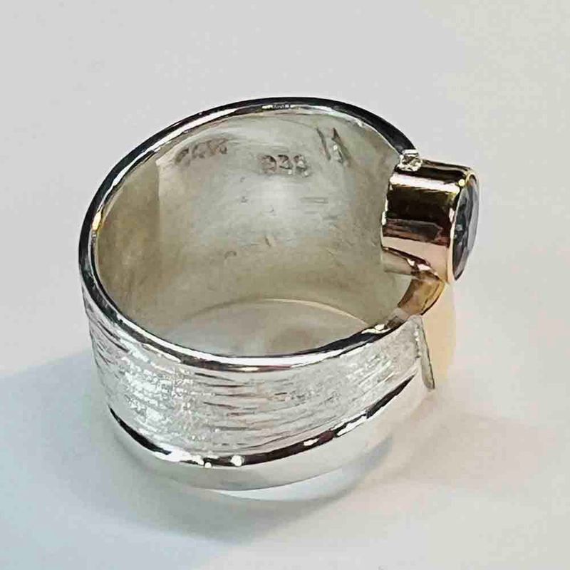 SILVER/14K TOPAZ WRAP RING - SIZE 8