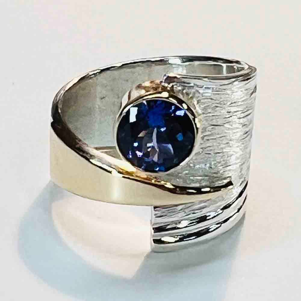 SILVER/14K TANZANITE WRAP RING-8.5
