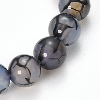 AGATE-DRAGON VEINS BEADED STRETCH BRACELET