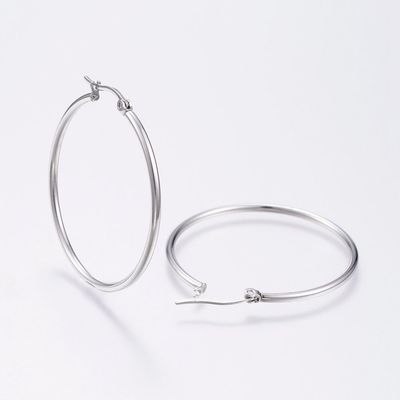 SILVER STAINLESS 46MM HOOP EARRINGS FJE222