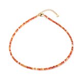 GOLD STAINLESS CARNELIAN BEADED NECKLACE FJN178