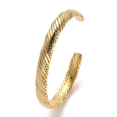 GOLD STAINLESS TEXTURED CUFF BRACELET