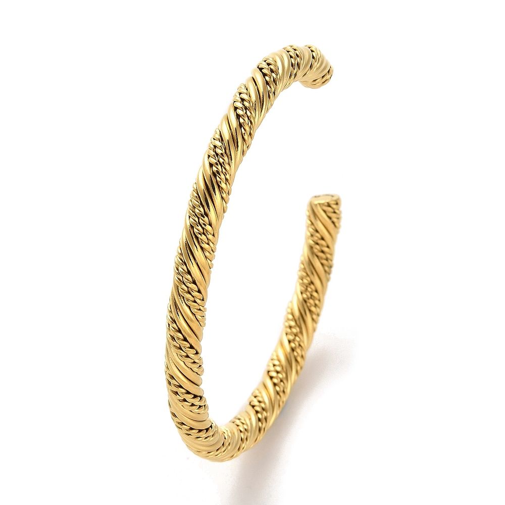 GOLD STAINLESS TEXTURED CUFF BRACELET FJB79