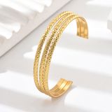 GOLD STAINLESS TEXTURED CUFF BRACELET FJB81