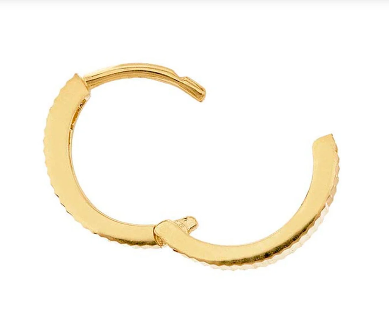 14K GOLD CROSS CUT HUGGIE HOOP EARRINGS