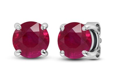 SILVER RUBY STUD EARRINGS