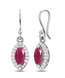 SILVER RUBY &amp; CZ MARQUISE EARRINGS