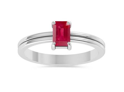 SILVER RUBY RECTANGLE RING SIZE-6